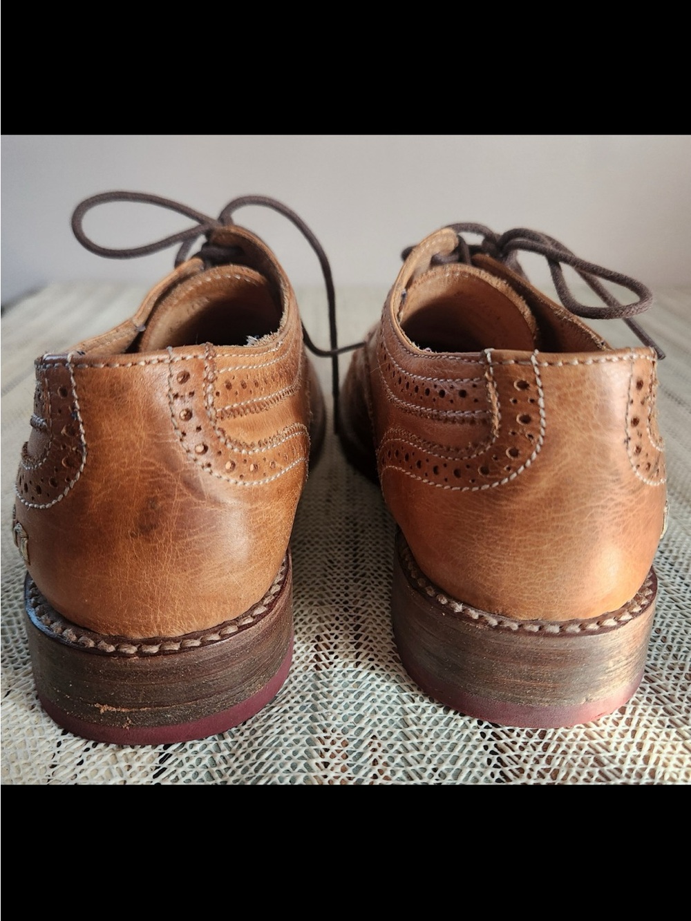 Bed Stu Tan Leather Wingtip Loafers with Brown Laces - Picture 5 of 8